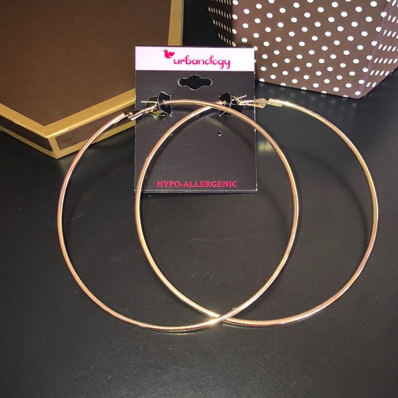 Large Statement Gold Tone Hoop Earrings - Picture 1 of 5